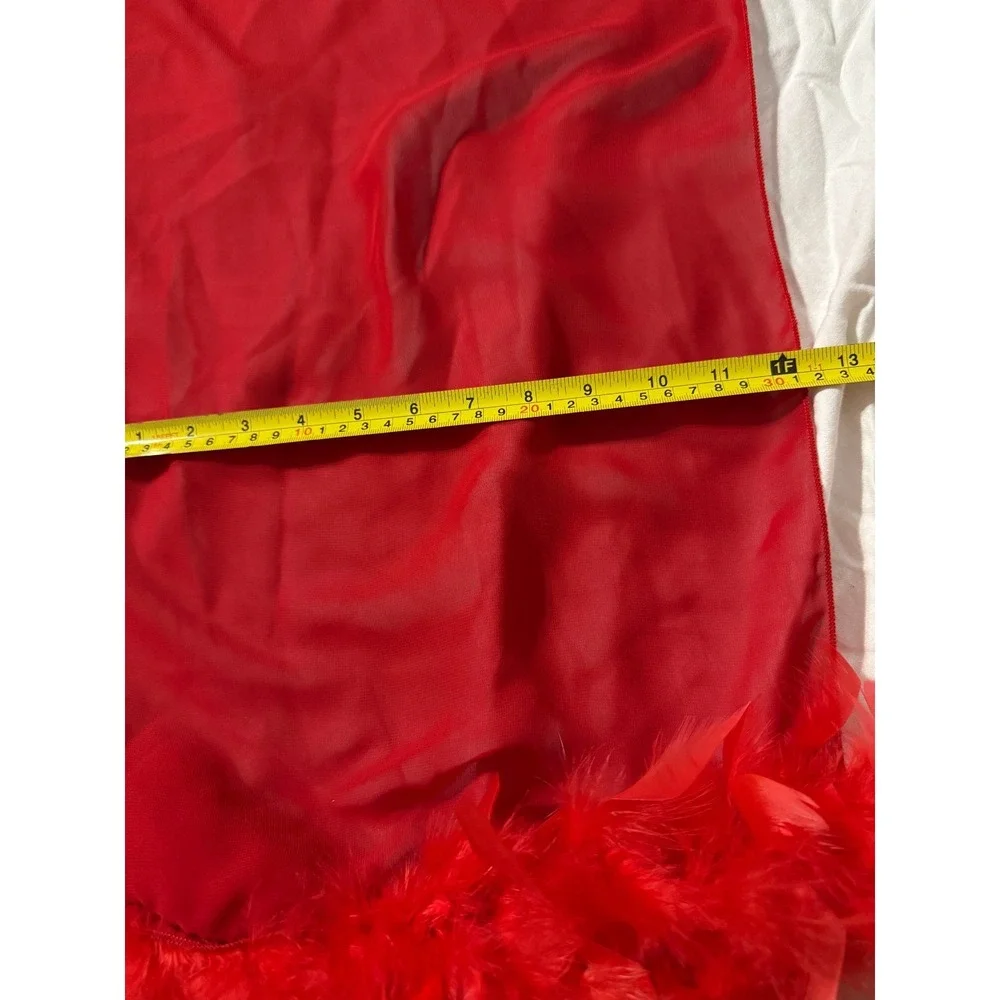 Gorgeous Vintage Red Silk Look and Feather Boa Scarf